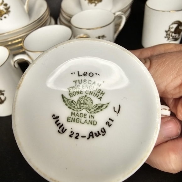 Unique vintage zodiac espresso cups and saucer set. Complete set of 12. - Picture 8 of 13